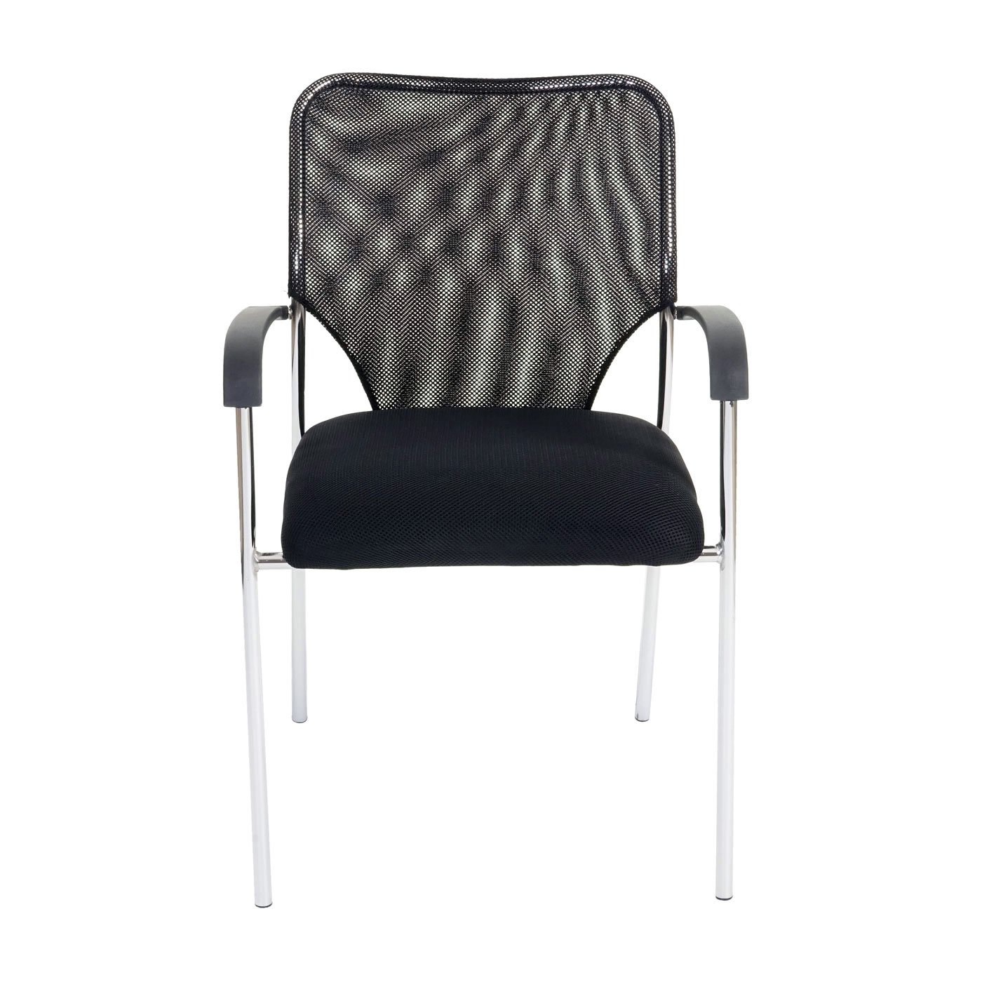 Mendler Lote de 4 sillas de Conferencia/Visitor Tulsa, apilable, Tejido – Asiento Negro, Respaldo Negro