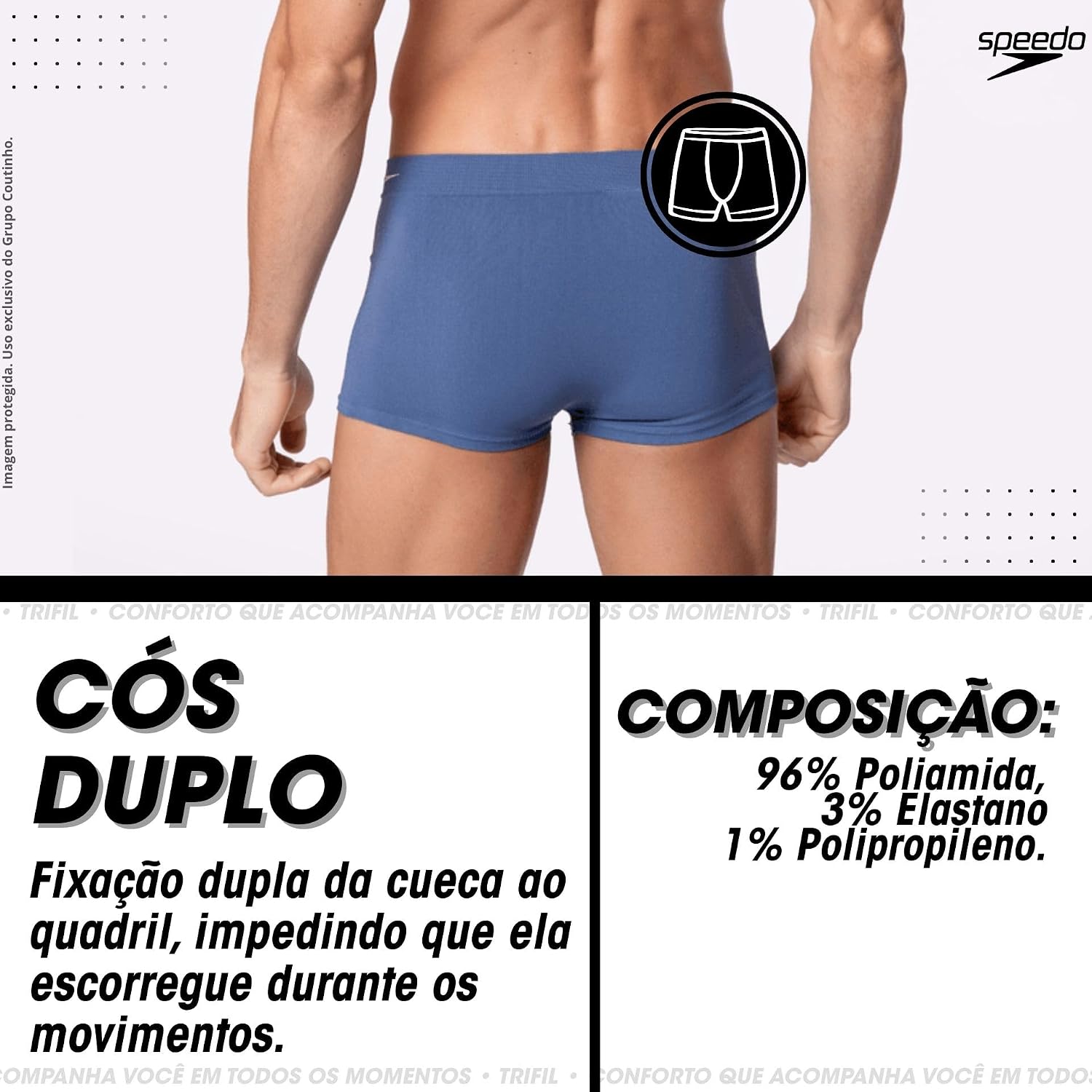 Kit 2 Cuecas Sungão Speedo Microfibra Poliamida Sem Costura Masculina Kit 2 Cuecas Sungão Speedo Microfibra Poliamida Sem Costura Masculina - Imagem 5