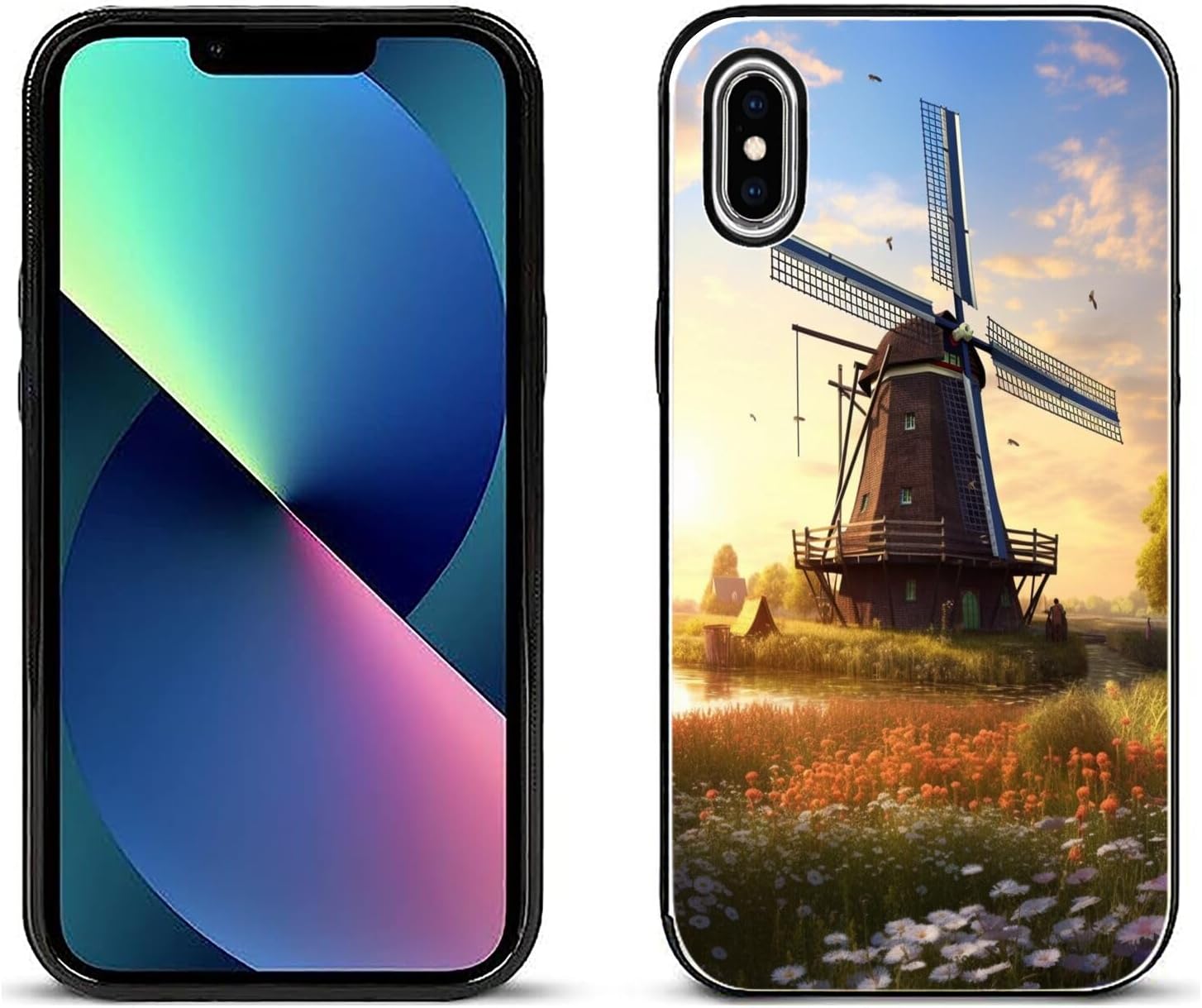DAFEI Stylish Wallet Case for iPhone Xs Max Card Wallet Case with Dutch Windmill Designer-Art cc4 Design - Premium Protection and Functionality Sleek Design Kickstand Feature