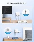 TROND 360° Rotating Flat Plug Power Bar with 2 USB C, 8 Widely Spaced Outlets, 5FT Slim Extension Cord, 1440J Surge Protector Power Strip, Wall Mount for Home Office Dorm Travel Essentials, White