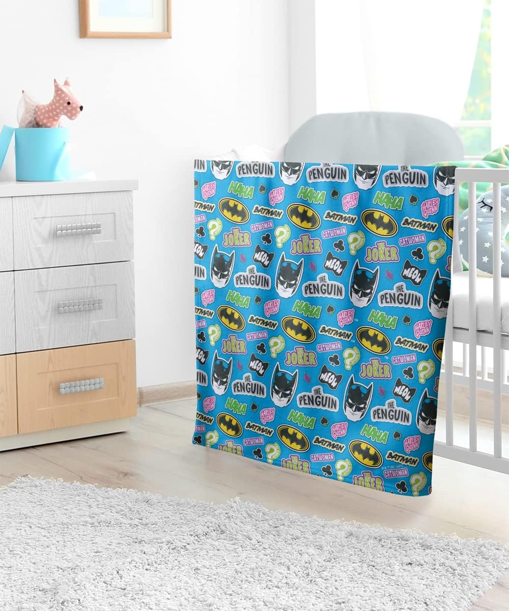 LOGOVISION Batman Lightweight Baby Blanket, 30"X40", Batman Baddies Pattern Unisex for Infants Girls & Boys