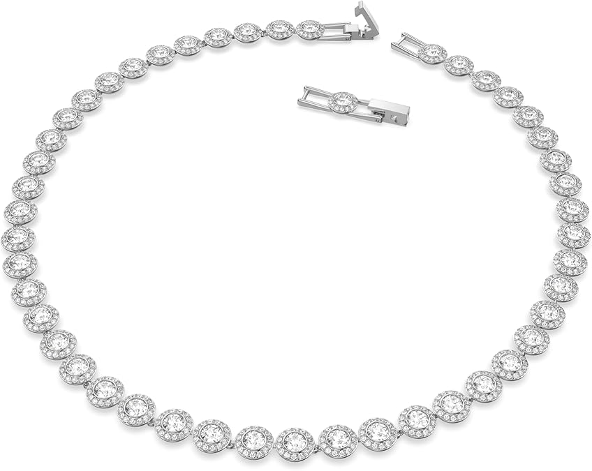 Swarovski Crystal Authentic Angelic All Around Set of Necklace, Bracelet and Earrings, White, Rhodium Finish- Women's Hypoallergenic Sparkling Jewelries - Nickel Free Crystal Jewelry Collection