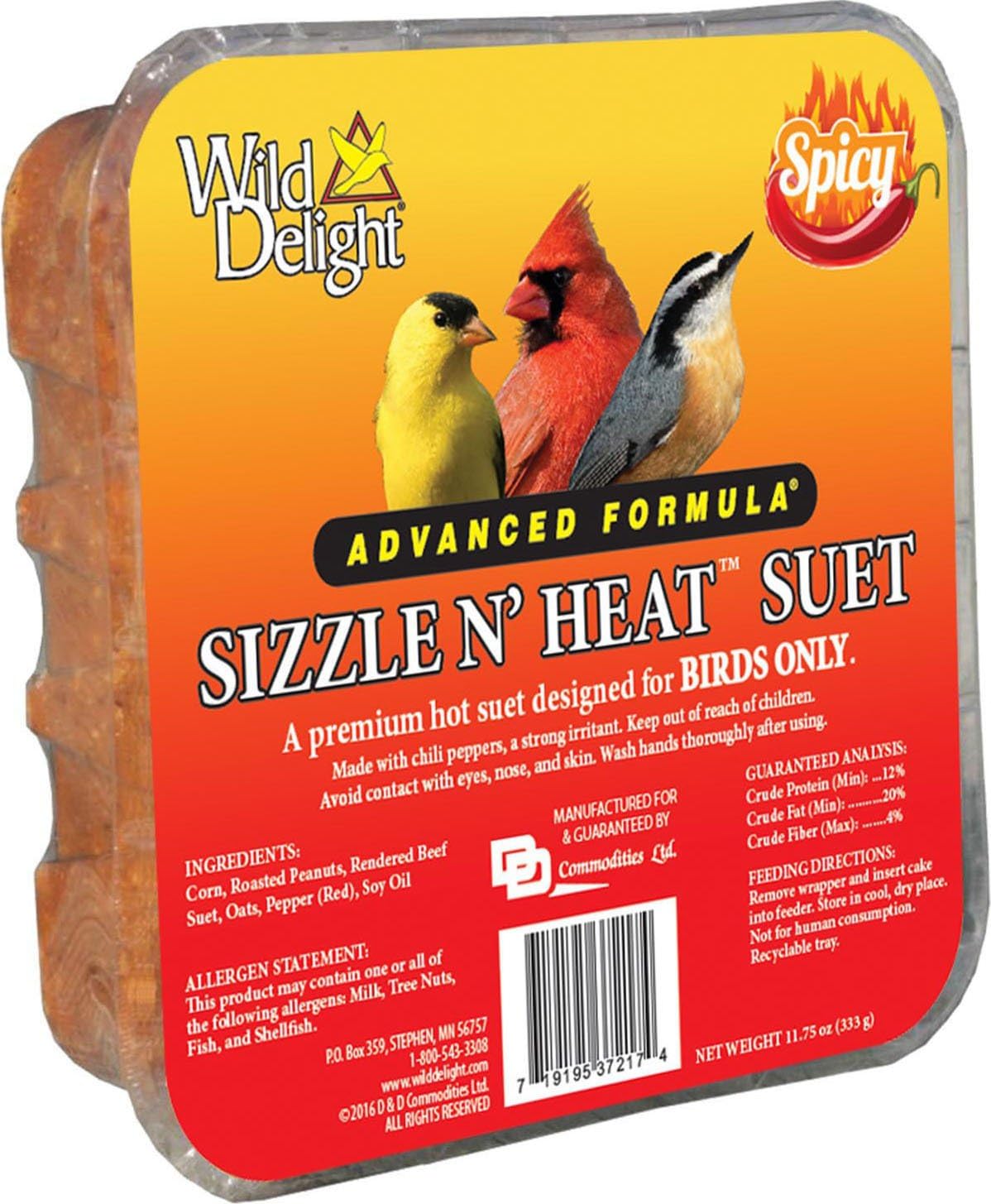 D & D Commodities Wild Delight 372175 11.75 Oz Sizzle N' Heat Suet Cake