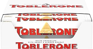 TOBLERONE White Chocolate Bar with Honey and Almond Nougat, Bulk Chocolate, 20 - 3.52 oz Bars