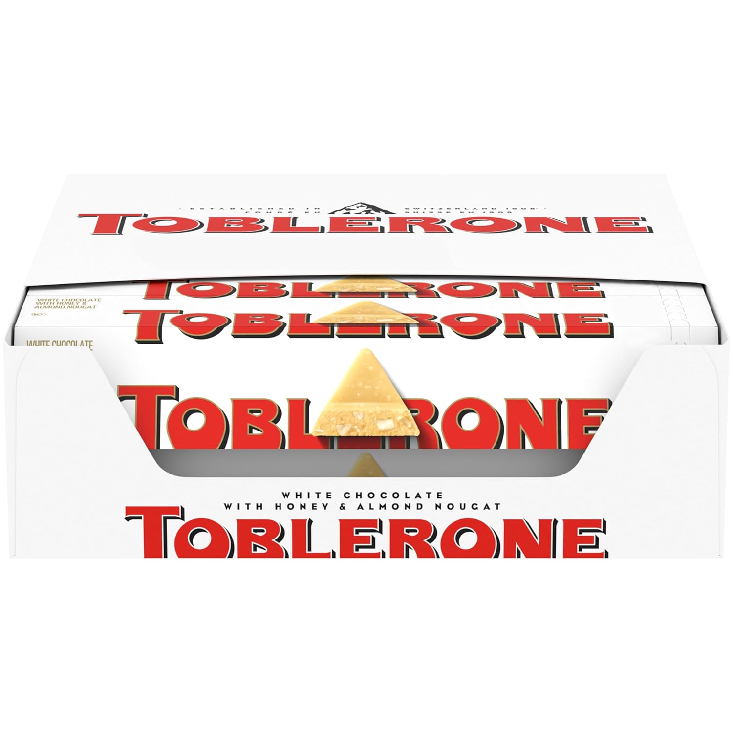 TOBLERONE White Chocolate Bar with Honey and Almond Nougat, Bulk Chocolate, 20 - 3.52 oz Bars