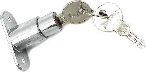 Miniatura 3 de XMHF Empuje la cerradura del émbolo, 0.748 in cilindro aleación de zinc acabado cromado, 2 piezas, con llave diferente