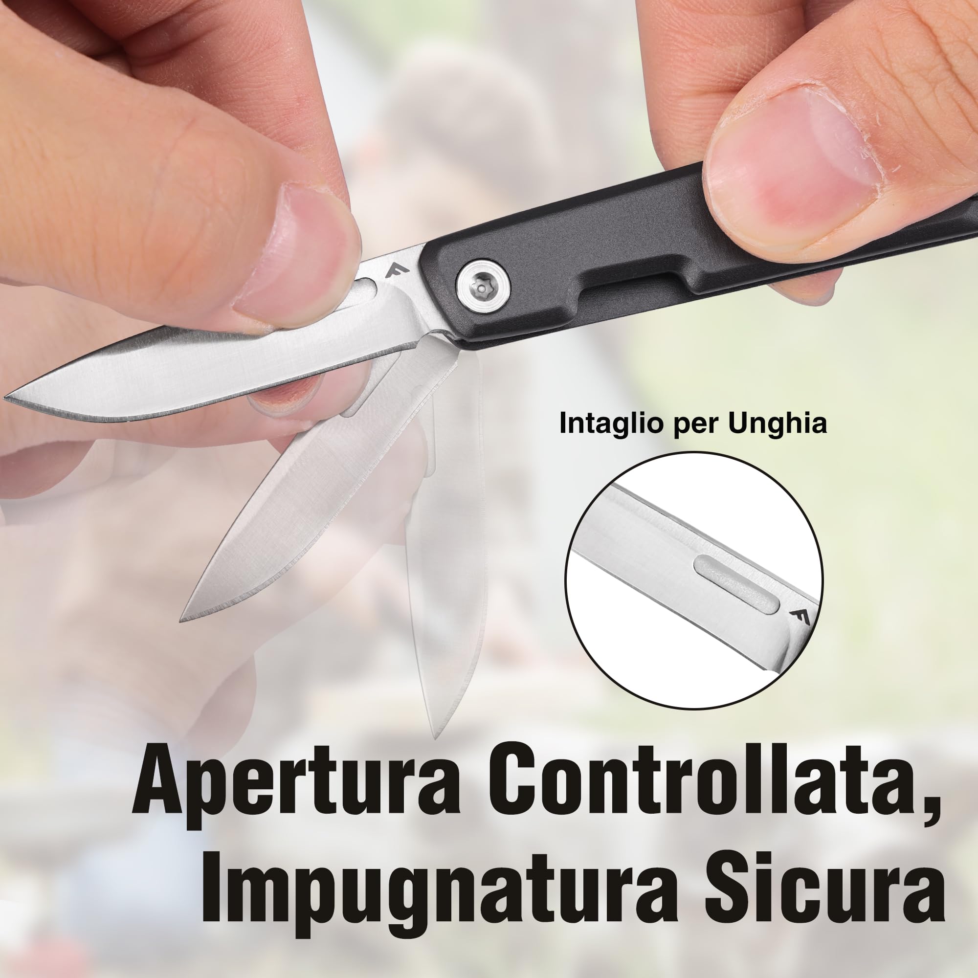 FLISSA Mini Coltello EDC, Lama Affilata in Acciaio 14C28N, Finitura CNC, Manico in Alluminio, Compatto e Portatile per Attività Quotidiane e Outdoor, Grigio
