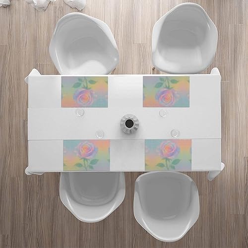 Miniatura 7 de Rectangular Placemats Set of 4, Heat Resistant Colorful Rose Printed Kitchen Dining Table Mats