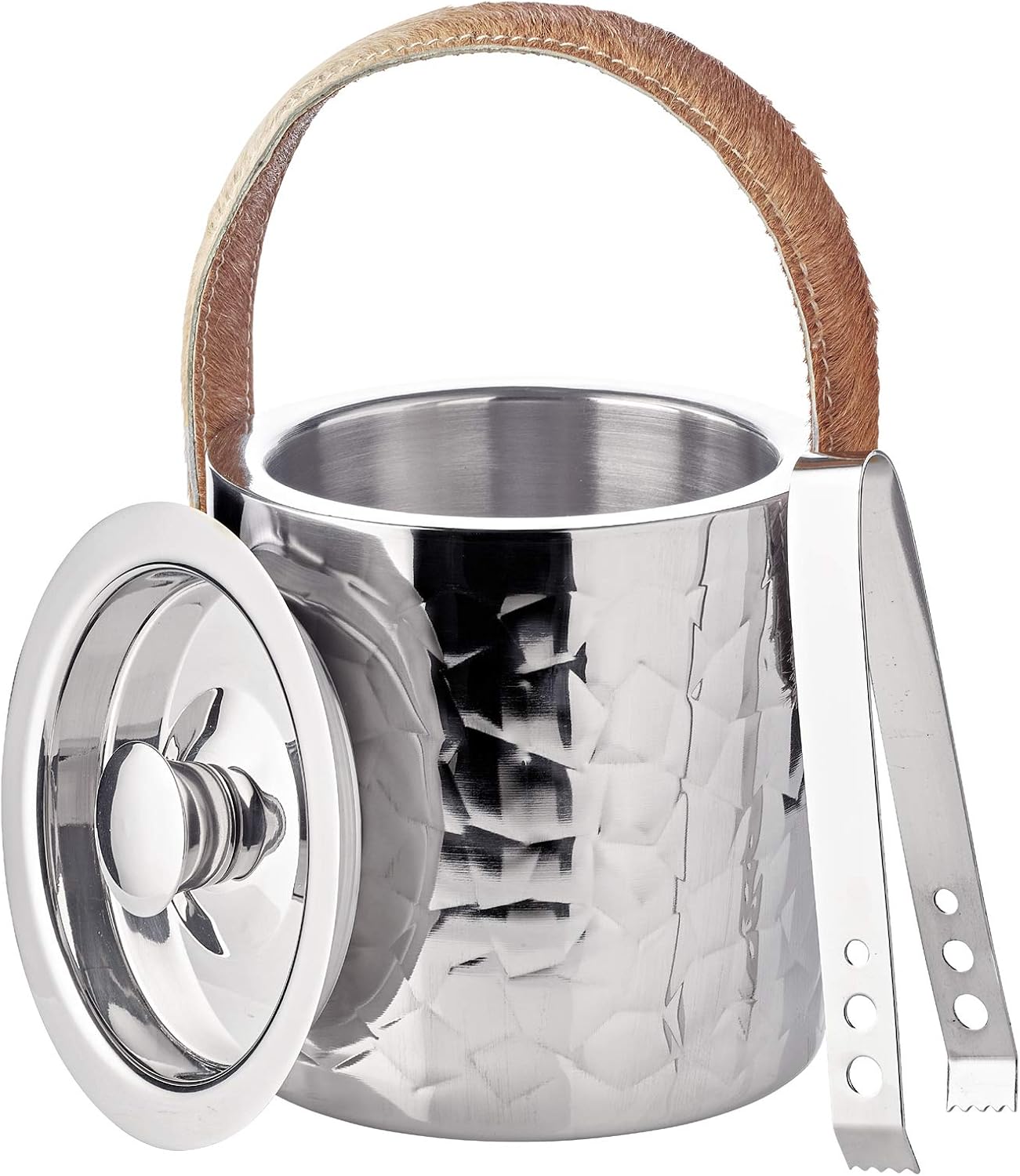 Détail du Capri Ice Bucket: anse et finition martelée