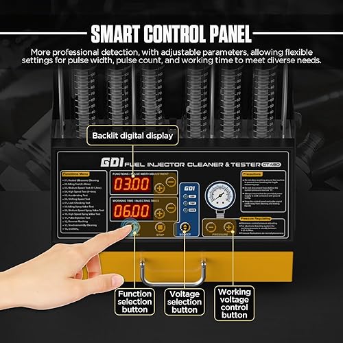 Miniatura 17 de Máquina limpiadora y probadora de inyector de combustible, probador de limpieza de inyección de sistema de combustible de 6 cilindros con adaptador