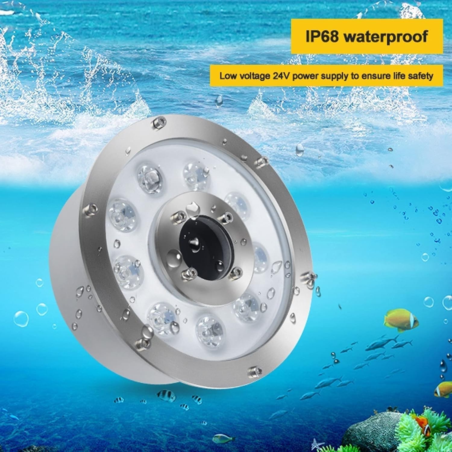 Teichleuchten, LED-Unterwasserleuchten, Tauchstrahler für Teiche, Poolleuchten, Einbaustrahler, Dekoration für Landschafts-Partys, Poolbeleuchtung (Warm White,9W(12V