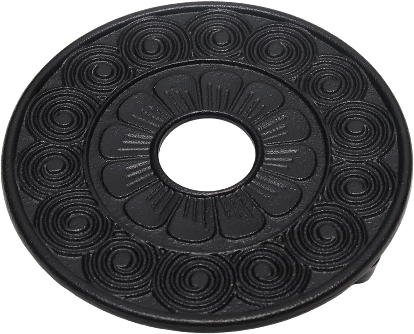 2Pcs 20cm/7.87inch Iron Cast Trivet for Hot Dishes, Black Vintage Hollow Flower Mat Pattern Metal Trivets for Hot Pots and Pans