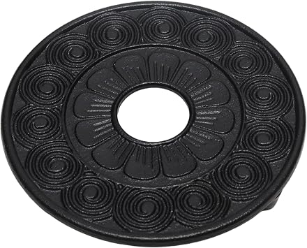 1Pcs 5.24Inch Black Sunflower Vintage Pattern Iron Cast Trivet