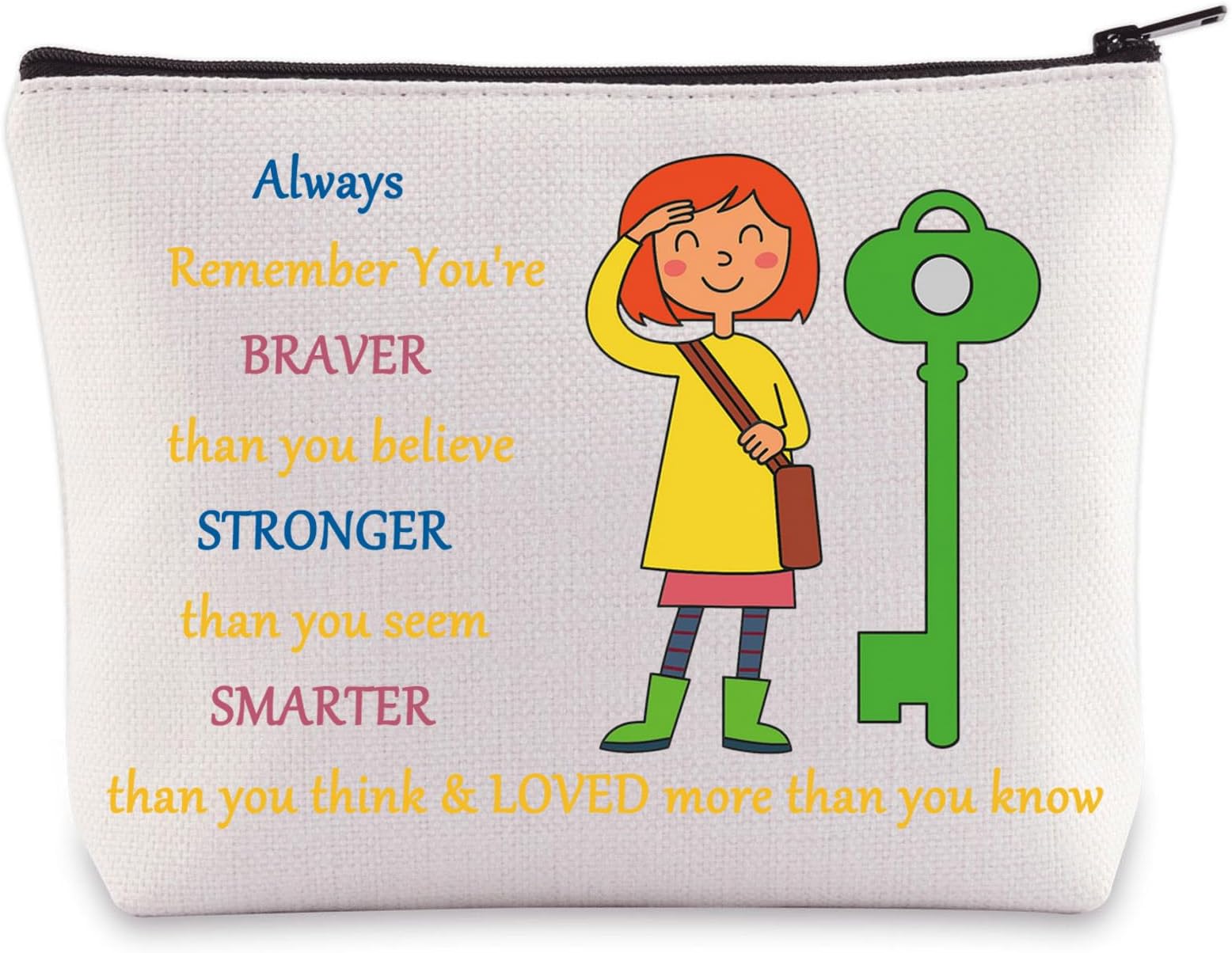 WZMPA Cartoon Cosmetic Bag - Movie Fans Gift, You Are Braver Stronger Smarter Than You Think, Cartoons Makeup Zipper Pouch Bag, Always Co-raline, Fit