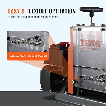 VEVOR Electric Wire Stripping Machine 0.06-0.98 Automatic Wire Stripper | 60W Copper Cable Stripper with 7 Channels, Transparent Cover, Adjustable Knob, for Wire Stripping Scrap Copper Recycling