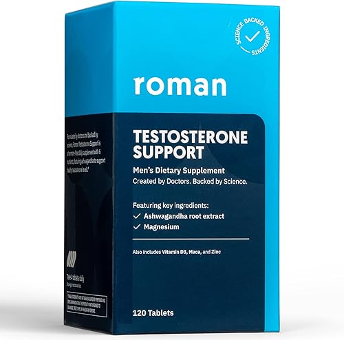 Roman Apoyo a la testosterona Suplemento nutricional diario para hombres sin hormonas con Ashwagandha para apoyar los niveles saludables de