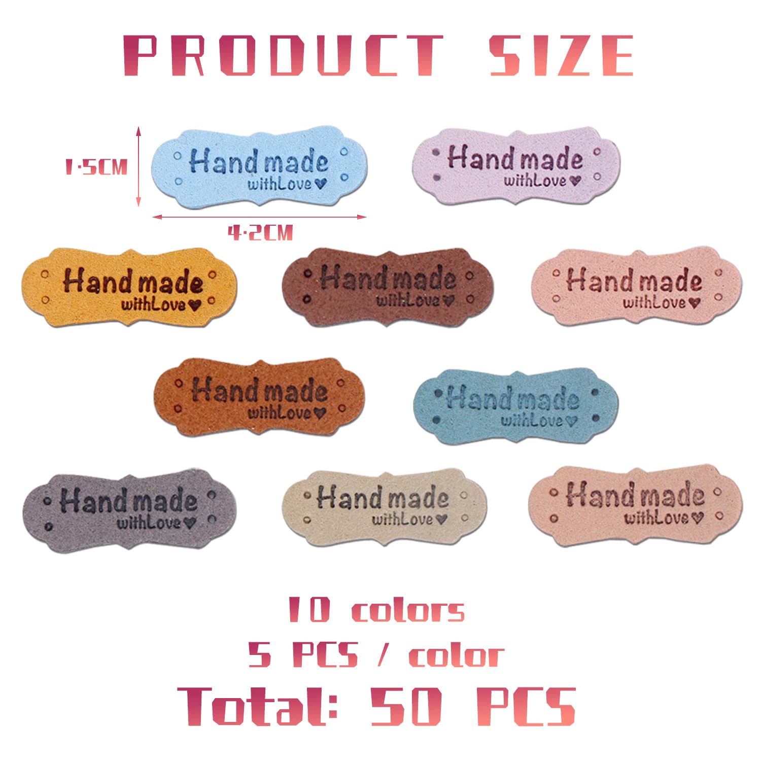 50 etichette di stoffa fatte a mano quadrate per etichette, accessori, etichette artigianali per cuco fai da te, borse, accessori decorativi