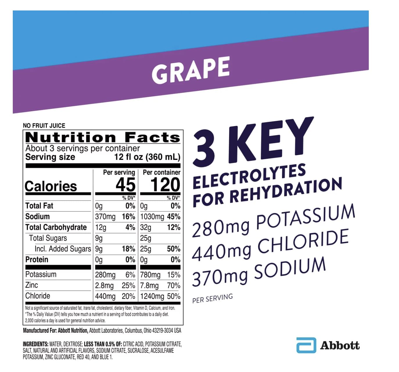 Abbott Nutrition? Pedialyte Rtf, Retail 1 Liter Bottle, Grape