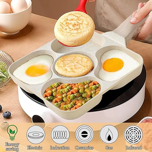 Miniatura 5 de JUSTUP Sartén antiadherente para tortilla de 5 tazas, sartén saludable de granito de aluminio para panqueques, sartén con mango resistente al calor,