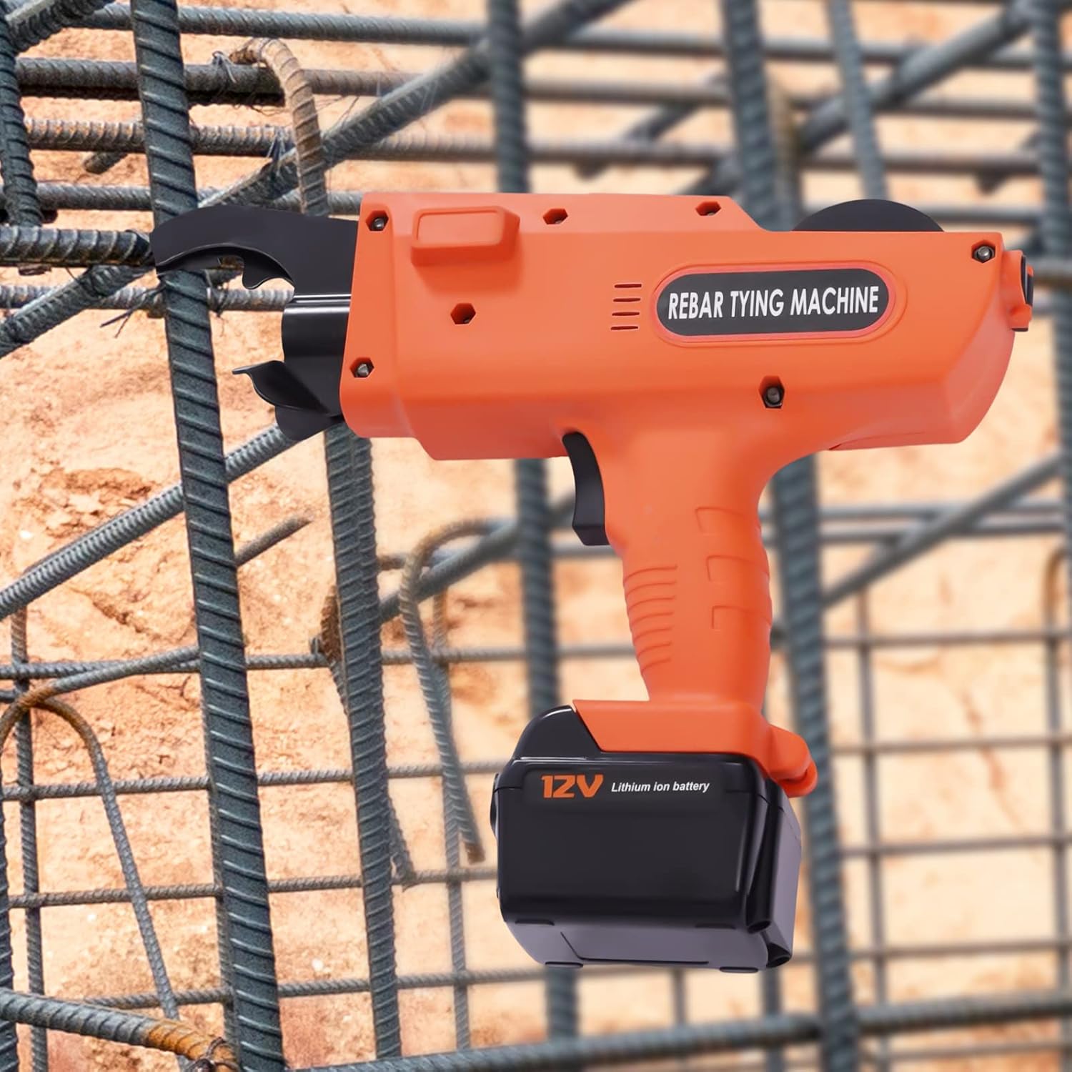 Automatic Rebar Tying Machine Steel Bar Rod Tie Gun with Rechargeable Battery and Pliers, Handheld Electric Binding Tool for Construction Rebar Work
