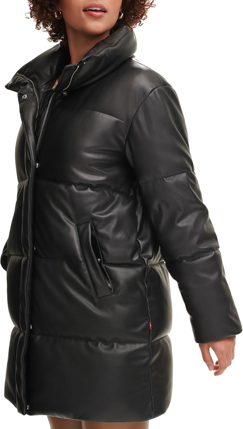 Levi's Women's Faux Leather Mid-length Puffer Coat - Image 3