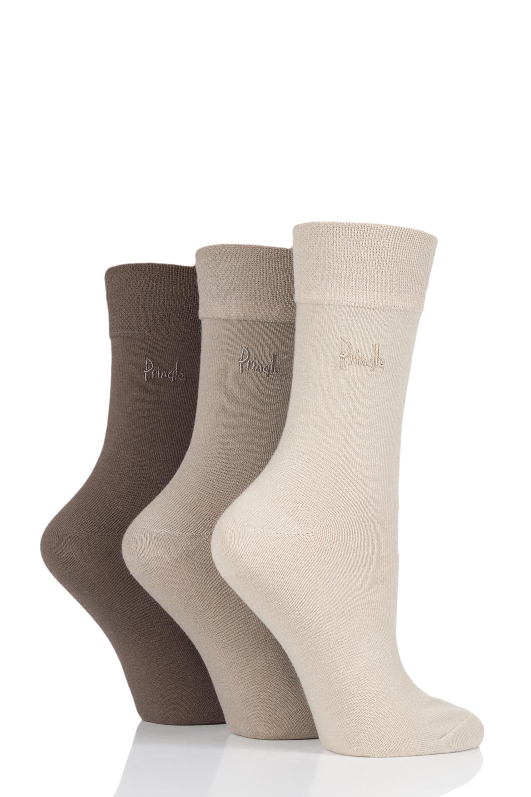 Pringle Ladies 3 Pair Jean Plain Comfort Cuff Cotton Socks