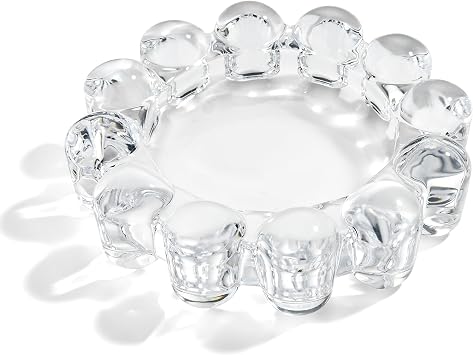 Chic Clear Glass Candle Dish, 1 Pack Modern Bubble Candle Holder for Small Candles and Diffusers, Decorative Home Decor Accessory