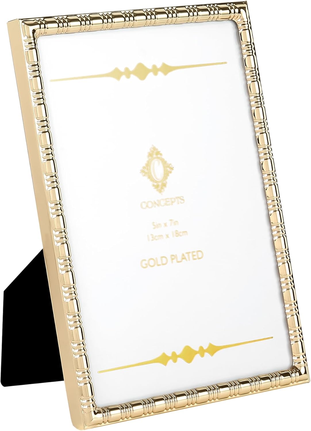 Concepts Set Of 6-5x7 Gold Bamboo Textured Metal Picture Frames for Family Photos - Elegant Wallhung and Tabletop Decor in Bulk
