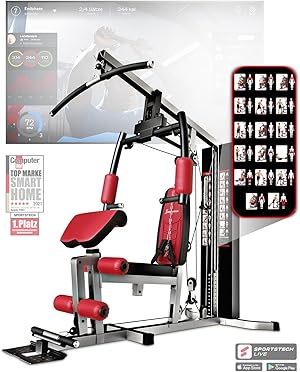 Kraftstation HGX100/HGX300, bis zu 80kg, Deutsche Qualitätsmarke, Bodybuilding Sportstech Multifunktions-Homegym mit Stepper und Powertower oder Beinpresse, Fitnessstation für Zuhause
