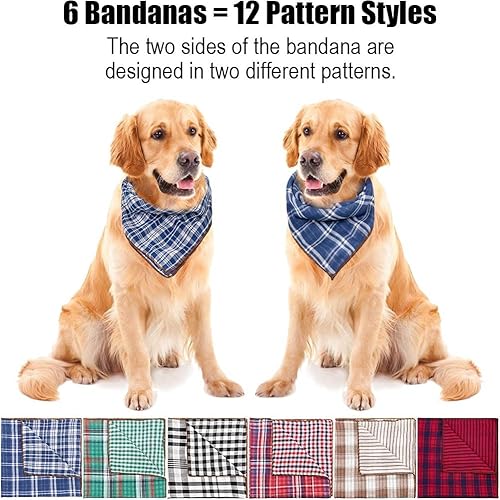 Miniatura 3 de 6 bandanas bufandas baberos pañuelos accesorios para perros pequeños grandes cachorros gatos - ajustables lavables dobles reversibles - verde negro
