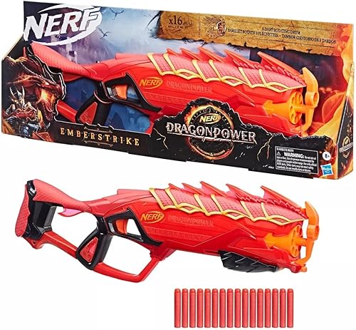 Miniatura 2 de Nerf DragonPower Emberstrike Blaster, inspirado en mazmorras y dragones, tambor de 8 dardos, 16 dardos Nerf, almacenamiento de dardos