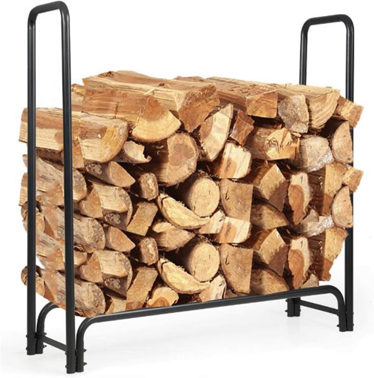 Spark Guard, Metal Log Rack Firewood Storage Holder Black Garden Outdoor Fireplace Firewood Holder Stand Rack Storage Shelf Firewood Storage Accessories?-H 123CM/45.4IN