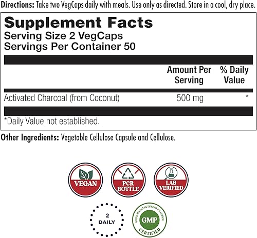 Miniatura 2 de KAL Carbón, cáscara de coco activado 280 mg | 100 unidades