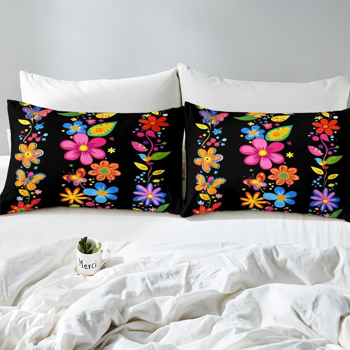 Retro 60s 70s Groovy Flower Fitted Sheet Queen,Rustic Psychedelic Blossom Bedding Sets Mens Women's Halloween Floral 1960's 1970's Hippie Bed Sheets Watercolor Floral Rural Pastoral Room Decor