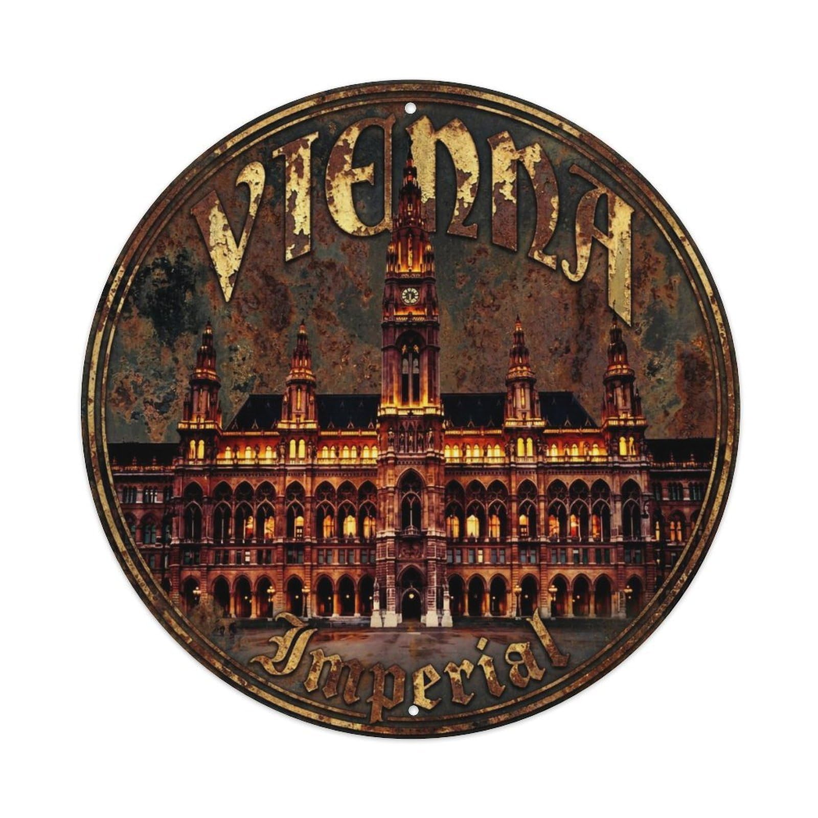 Yrnq 8X8inch Vintage Style Vintage Travel Vienna Austria Historic Metal Tin Sign