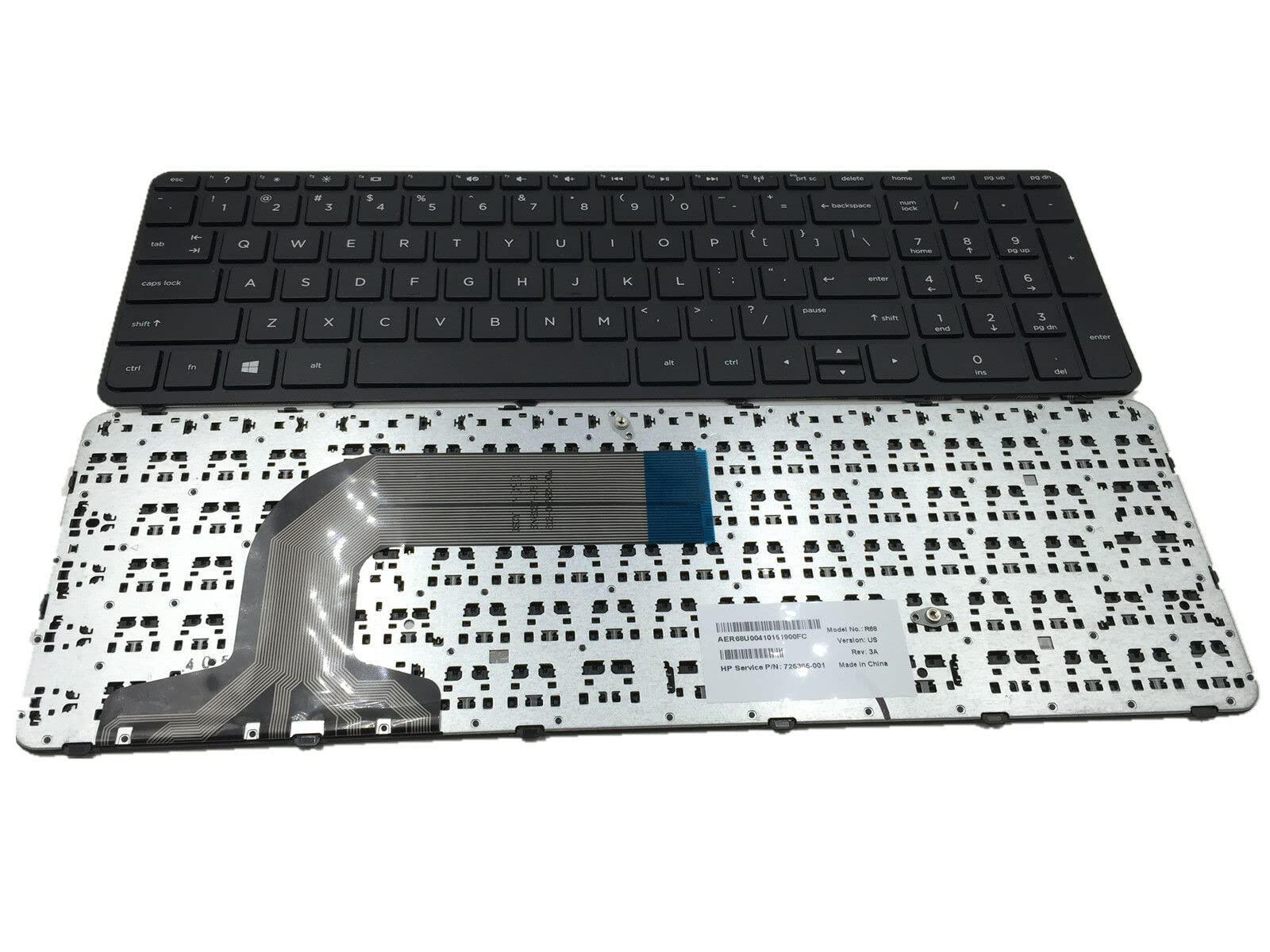 US Keyboard with Frame for HP Pavilion 17-E000 17Z-E000 17-E016DX 17-E017DX 17-E019DX 17-E020DX 17-E037cl 17-E130US 17-E140US 17-E146US 17-E156US 17-E039NR, P/N: 720670-001 725365-001