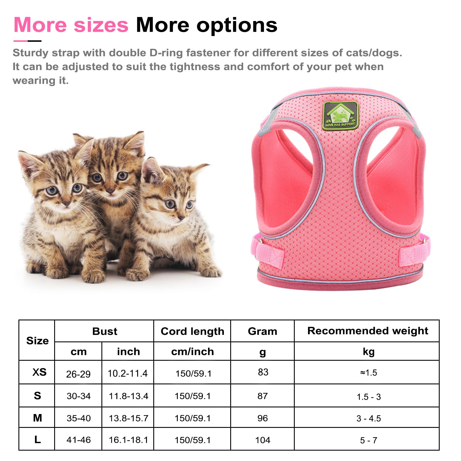 NeuWee Pettorina Per Gatti Con Guinzaglio - Regolabile, Riflettente, Antifuga, Taglia M (Rosso) - Foto 3