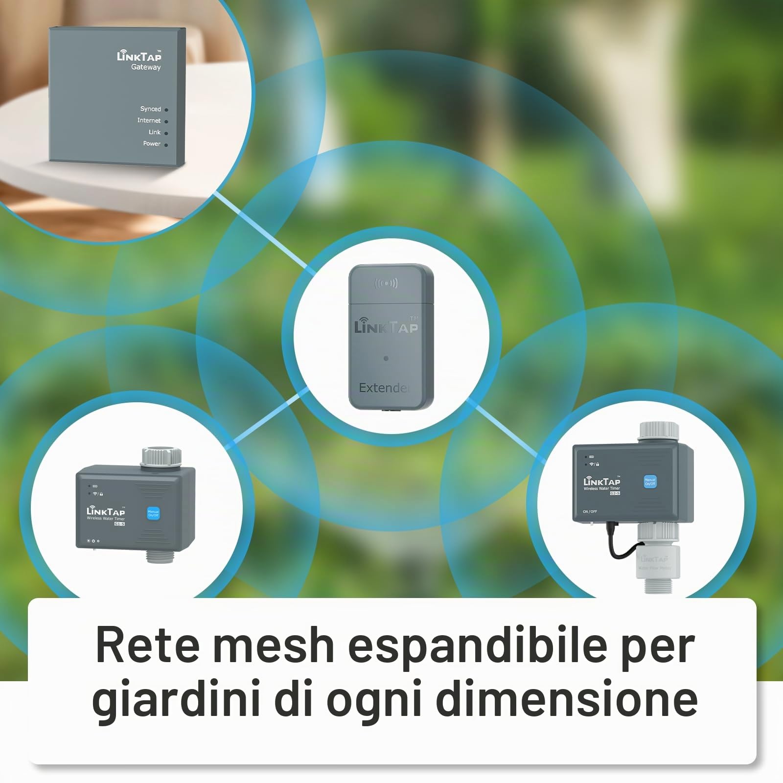 LinkTap G1S Computer per Irrigazione Intelligente - Richiede Gateway - Programmatore di Irrigazione con Smart App, Riconosce Le Condizioni Meteo, Accesso Remoto, 2 Anni di Durata della Batteria, IP66 | Programmatore Smart Auto da Rubinetto per Giardino, P