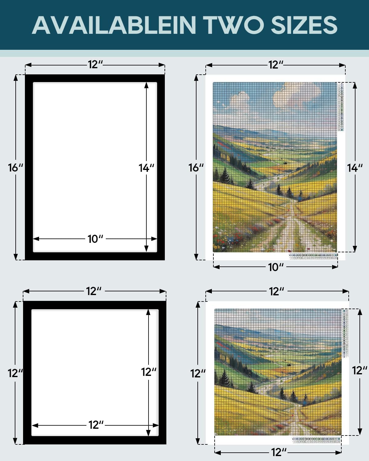 8Pcs Diamond Art Frames & Diamond Painting Frames Variety - Includes 6 of 12x16 inch and 6 of 12x12 inch Magnetic Self-Adhesive Snap Frames for Canvas Art, No Tools Needed for Wall Door Home Decor (8Pack-4Pack12*16/4Pack-12*12)