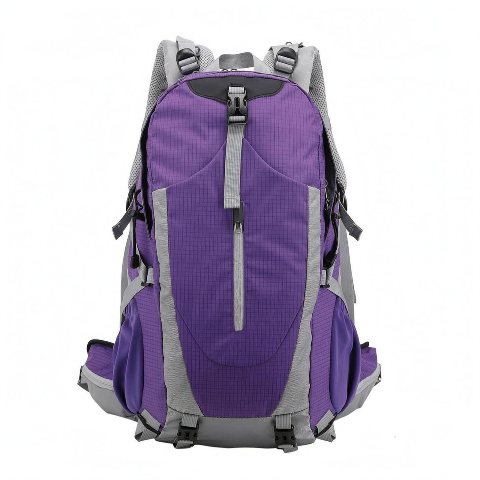 Qianly Zaino 40L Tasca Frontale Zaino Trekking Pannello Schienale Sagomato Attrezzatura da Esterno per Escursioni, Viaggi, Viola, Viola Rosa