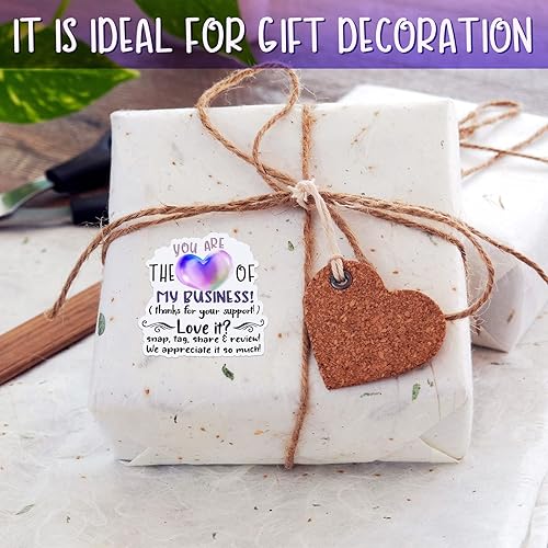 Miniatura 3 de 1000 calcomanías adhesivas de agradecimiento para pequeñas empresas de 1.5 pulgadas, con texto en inglés "You are the heart of my labels",