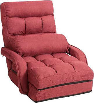 COSTWAY Adjustable Floor Chair, Folding Lazy Sofa Chair with 5 Positions