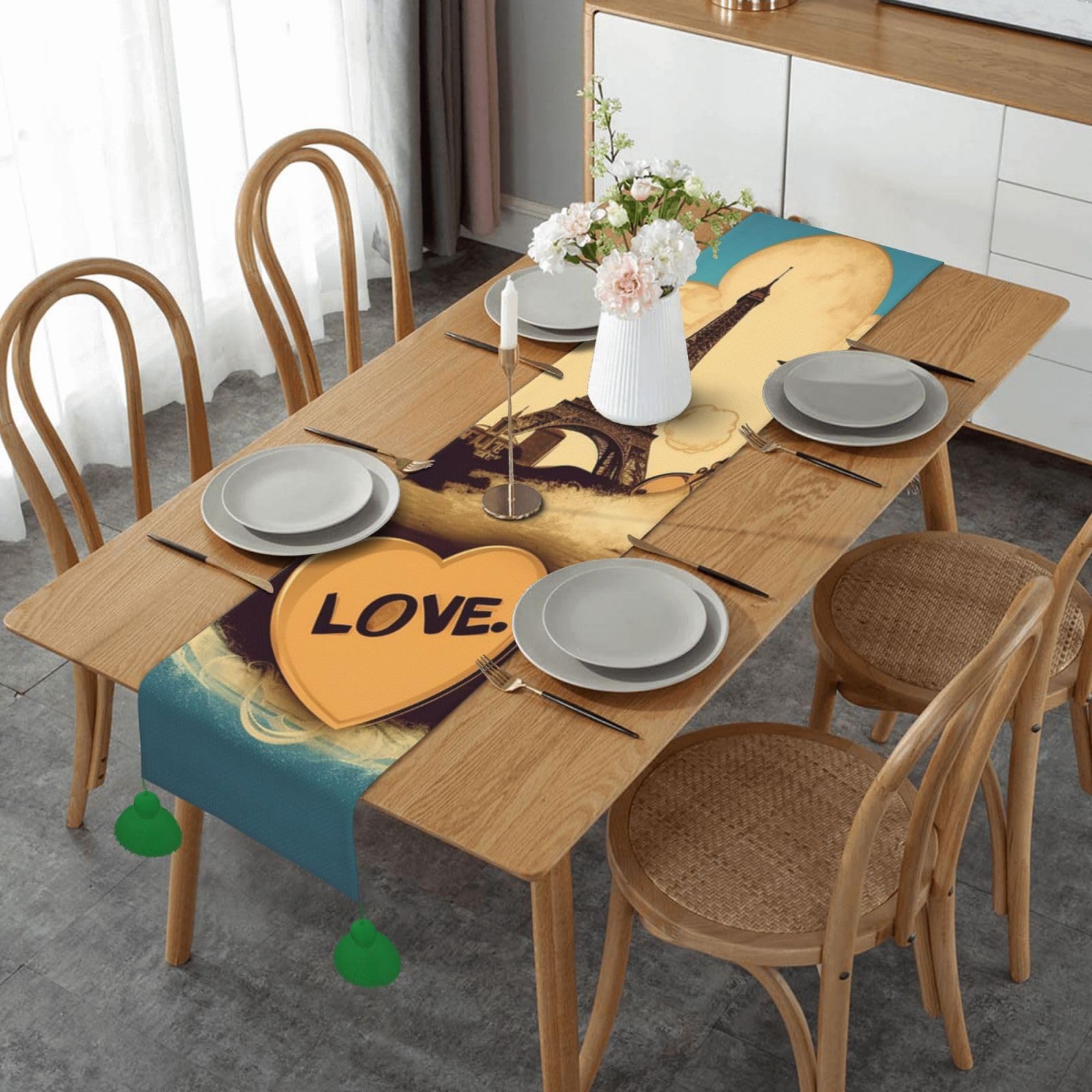 Chemin de table en lin I Love to Travel : sublimez vos repas de fête et votre cuisine rustique