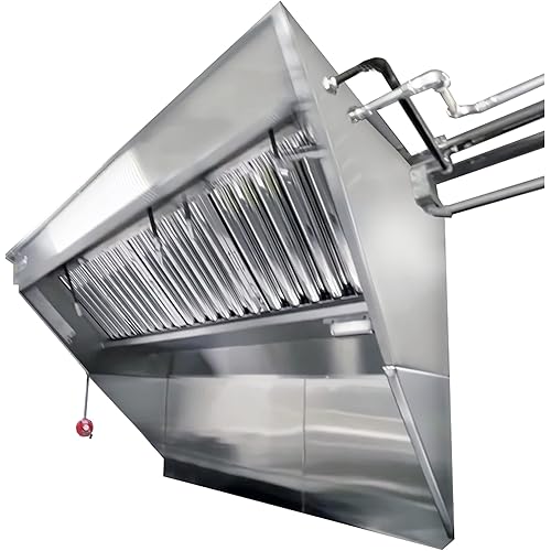 8' Integrated Exhaust Hood & Fan System for Food Concession Trailer | Patent Pending Low Box Vent Hood with Double Exhaust Fan Louvers | Stainless Steel Food Truck Equipment Made in USA