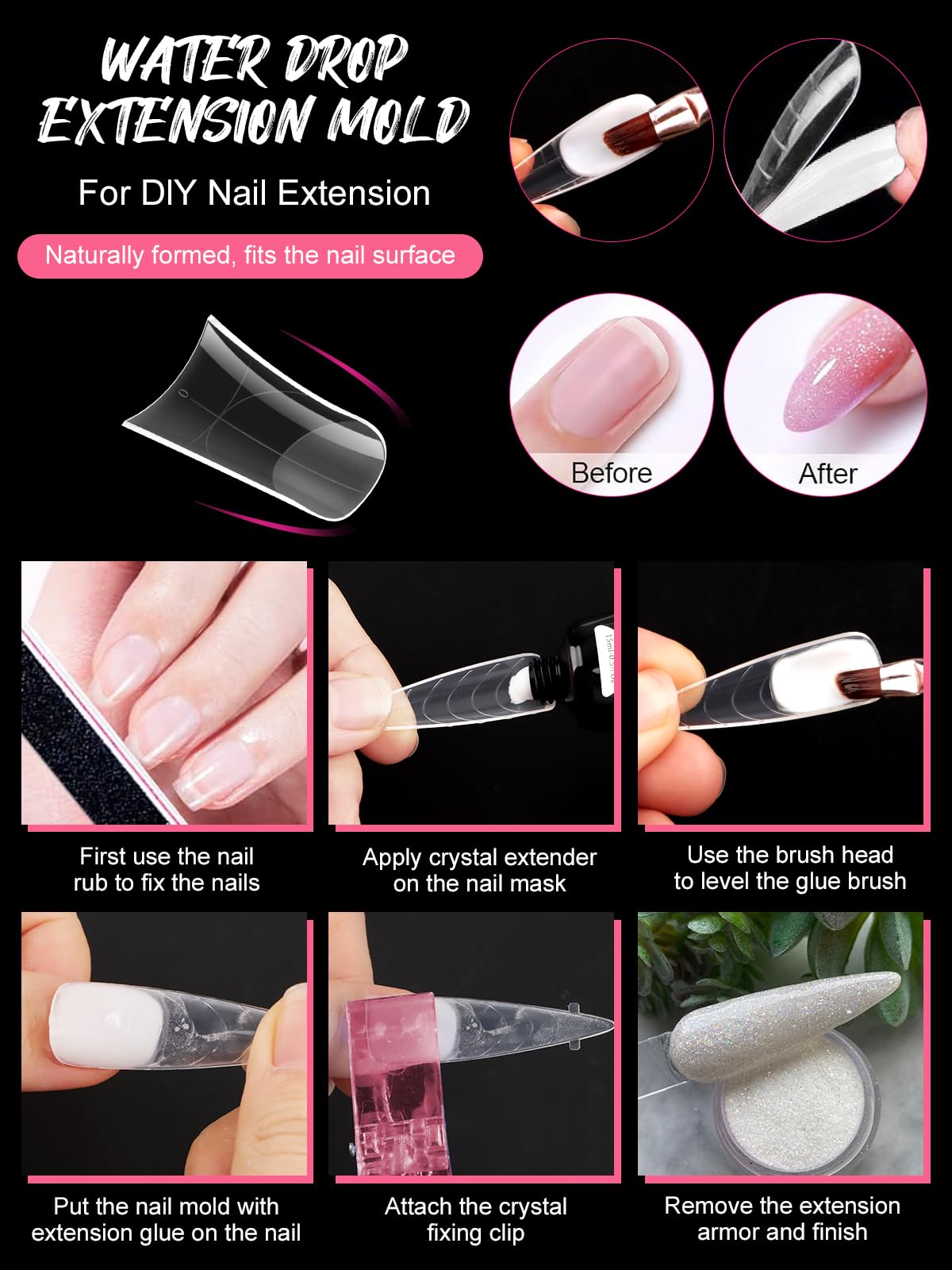 EBANKU 120 PCS Unghie Finte Nail System Dual Nail Form, Riutilizzabili Nail Dual Form Kit Nail Form Duck Shape Acrilico Tips Unghie con Scala Graduata per Unghie Strumenti