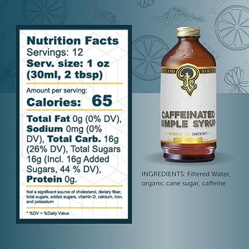 Miniatura 2 de Portland Syrups - Simple Syrup - Mezcla de bebida para cócteles excepcionales, cócteles sin alcohol, café, hornear y más (jarabe simple con cafeína)
