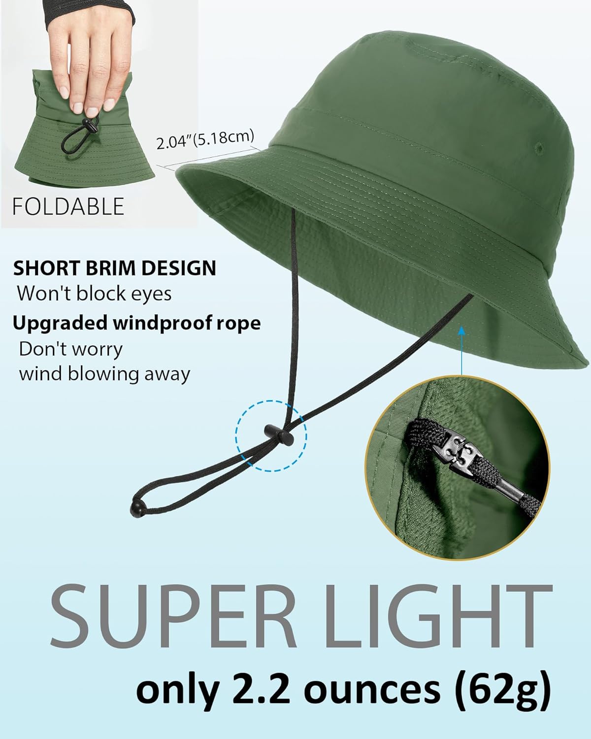 Water-Resistant Bucket Hat for Women Men Rain Hat UPF 50+ Boonie Sun Hat Foldable Summer Floppy Fishing Safari Hats - Image 3