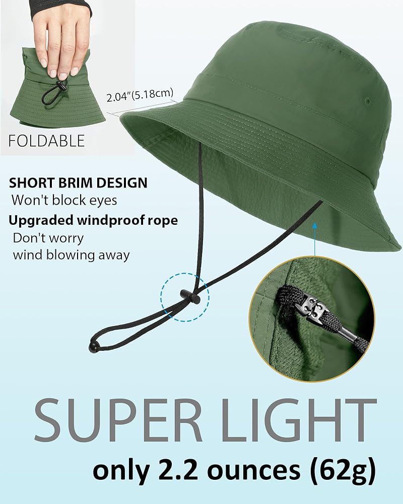 Water-Resistant Bucket Hat for Women Men Rain Hat UPF 50+