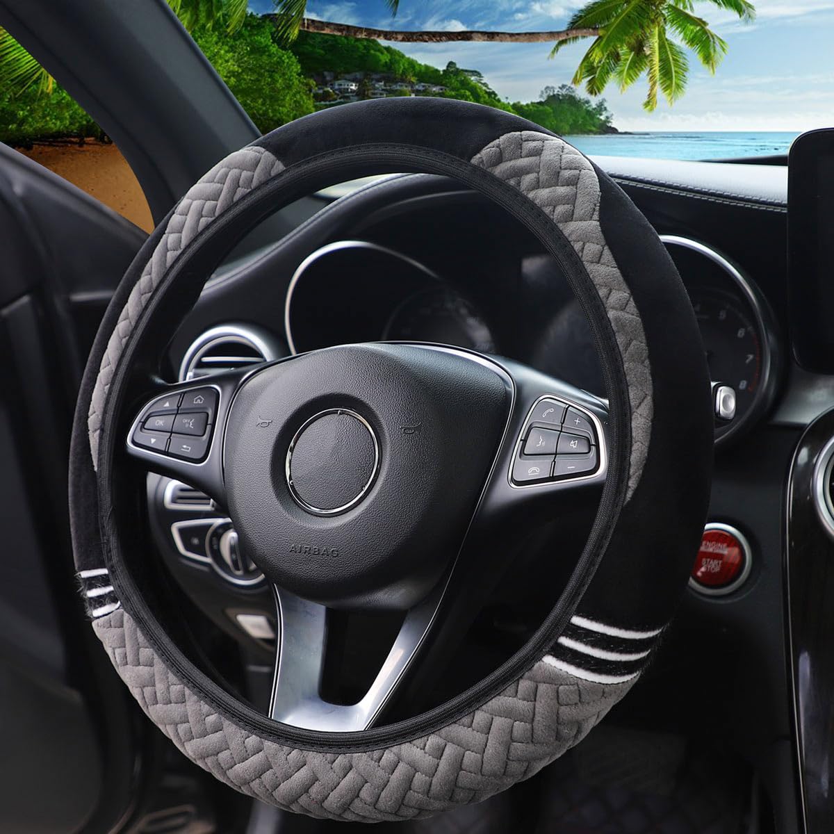 Coprivolante Auto In Peluche 3 Pezzi - Universale Per Volante, Cambio E Freno Di Stazionamento - Foto 4