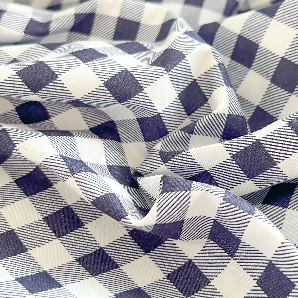 NSNLGSGC Set copripiumino matrimoniale a quadretti blu scuro, motivo geometrico quadrato semplice, in morbida microfibra lavata (2 pezzi, matrimoniale)
